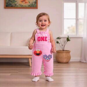 Abby Cadabby Overalls Sesame Street Jumpsuit First Birthday Elmo Bodysuit